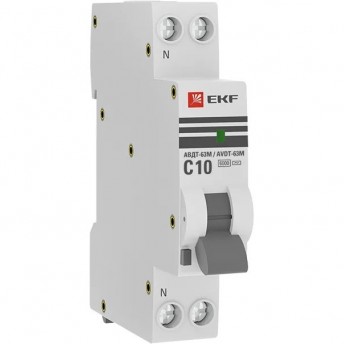 Автомат дифференциальный EKF PROXIMA АВДТ-63М 10А/ 30мА (1мод., хар.C, электронный тип AС) 6кА Автомат дифференциальный EKF PROXIMA АВДТ-63М 10А/ 30мА (1мод., хар.C, электронный тип AС) 6кА