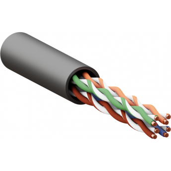 Кабель витая пара EKF U/UTP кат.5e 4 пары solid внешний 24AWG LDPE черный TERACOM PRO