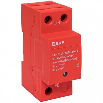 Устройство защиты от импульсных перенапряжений EKF Класс 1 Iimp 25kA (10/350μs) 3P spd-t1-3p